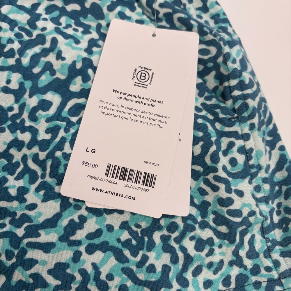 Athleta Balance 4” Shortie Shorts Size Large New with Tags Leopard Blue - Picture 4 of 11